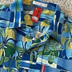Men’s Marc Ecko Unltd Tropical Print Short‎ Sleeve Shirt LARGE Hawaiian Coastal